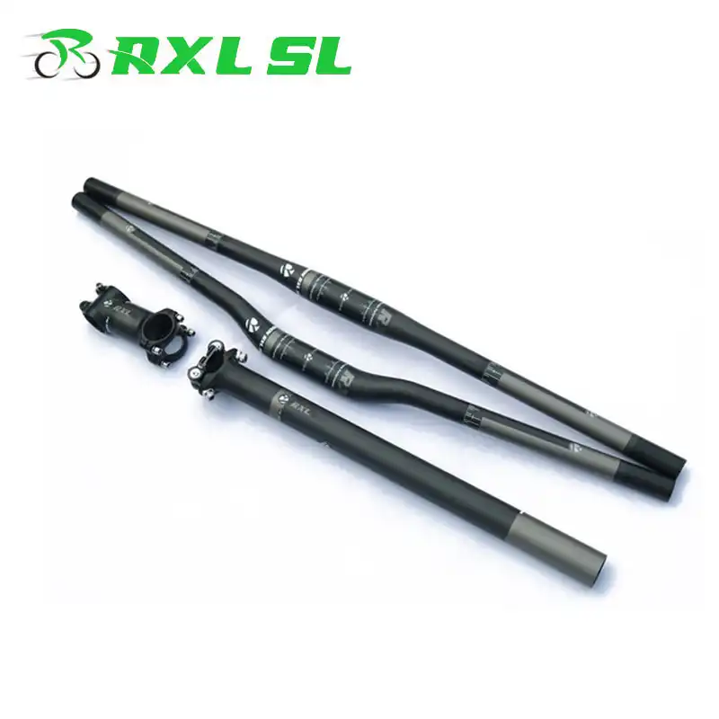RXL SL для езды на велосипеде, Mtb углеродный руль для горного велосипеда руль для велосипеда из углеродного волокна, руль Mtb 3 к матовая ножка + подседельный штырь + Плоский/подъемный руль велосипеда - изображение
