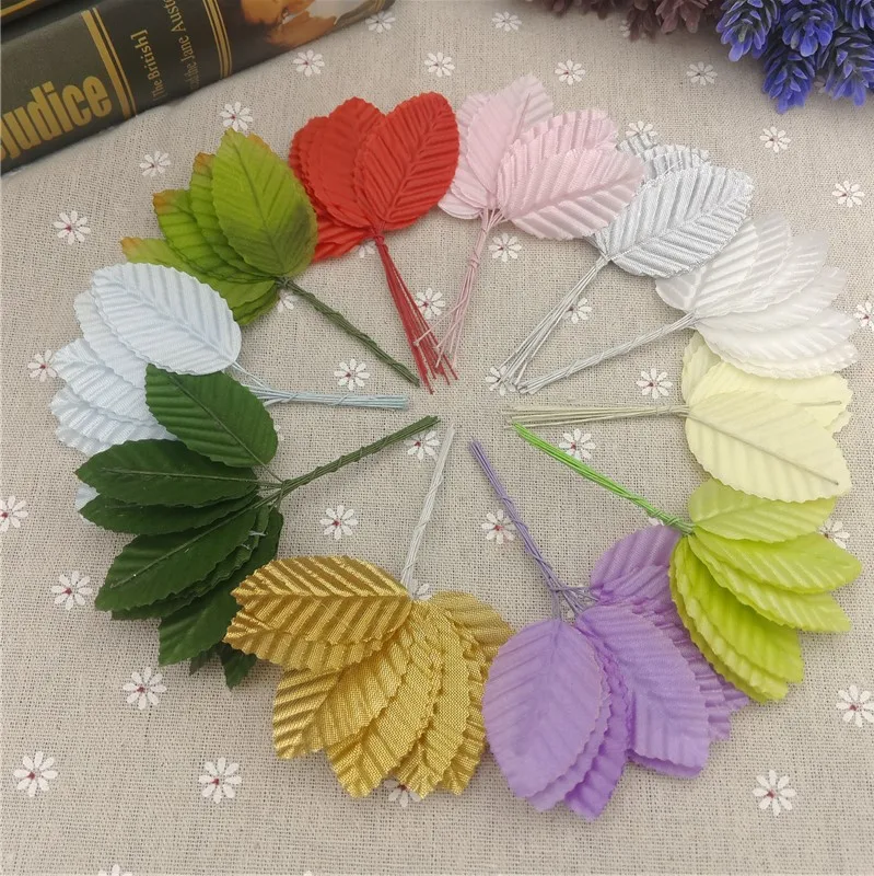 

50pcs/lot Silk Leaf Artificial Fake Plant Leaves for DIY Bouquet Wreath Flower Decoration Accessories Scrapbooking Craft AEA003