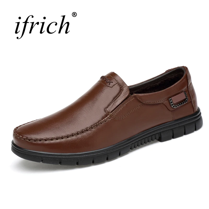 

Ifrich Plus Size Men Shoes Luxury Brand Genuine Leather Men Casual Shoes Slip On Black Brown Driving Sneaker Comfortable Loafers