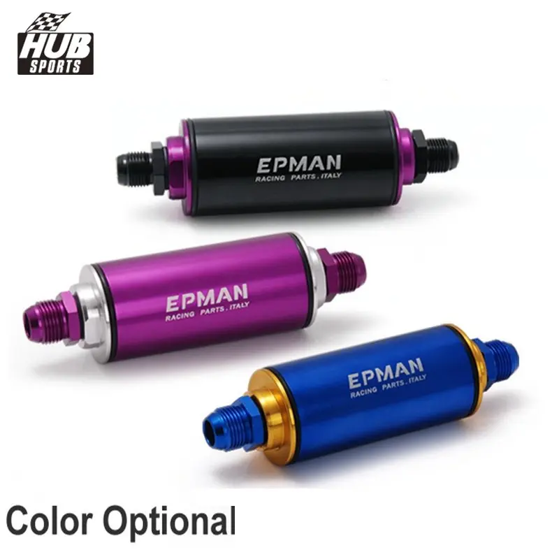 Hubsports - Car Truck Racing Ready Inline Fuel Filter AN10 with 100 Micron Element Steel SS Universal High Pressure HU-OF10