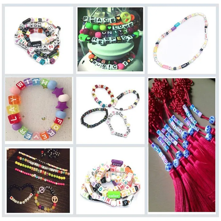 7  100pcs Mixed Letter Beads Charms Bracelet Jewelry Marking Square Alphabet Star Month Beads Necklace Diy Jewelry Accessories