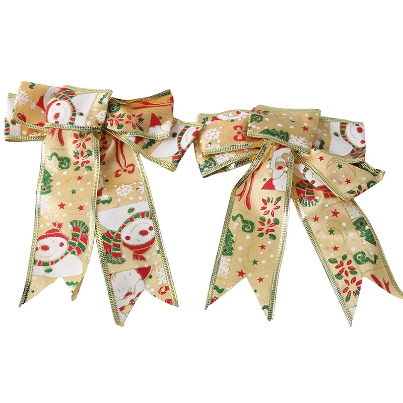 

Xmas Gold Silver Ribbon Bow Shape Applique Garment Accessories For Christmas Tree Decoration Supplies