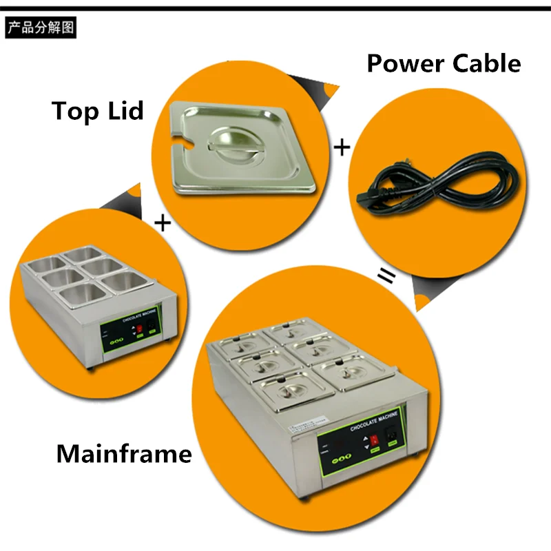 110V 220V Commercial Digital Display Electric 6 cylinder Chocolate Melting Machine Genuine Chocolate Melting Furnace