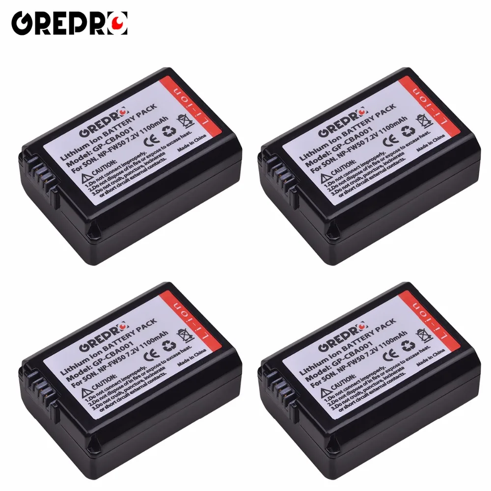 

GREPRO 4pcs 1100mAh Battery NP-FW50 NPFW50 NP FW50 for Sony Alpha a33,a35,a37,a55, SLT-A33/A35,SLT-A37,SLT-A37K,SLT-A37M,SLT-A55