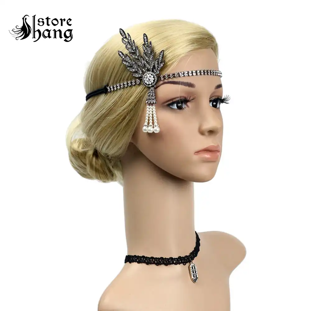 Vintage Flapper Headband Great Gatsby Costume Leaf Tiara Headpiece