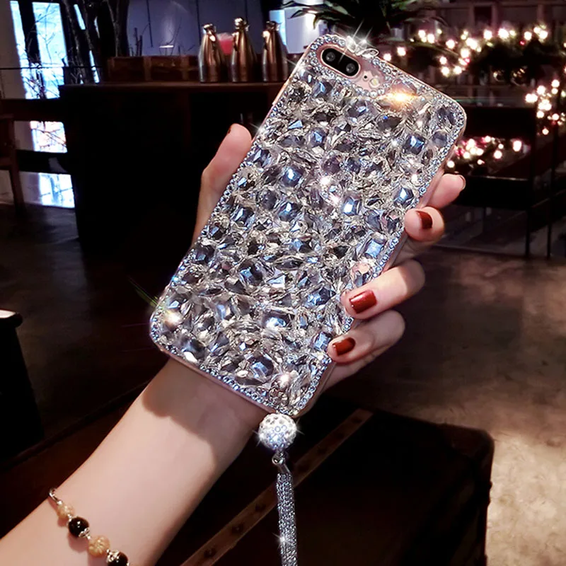 

Handmade Diamond Case for Huawei Y9 Y6 Y7 Pro 2019 Case Shockproof Rhinestone Back Cover for Huawei Y9 2018 Y7 Prime Phone Shell