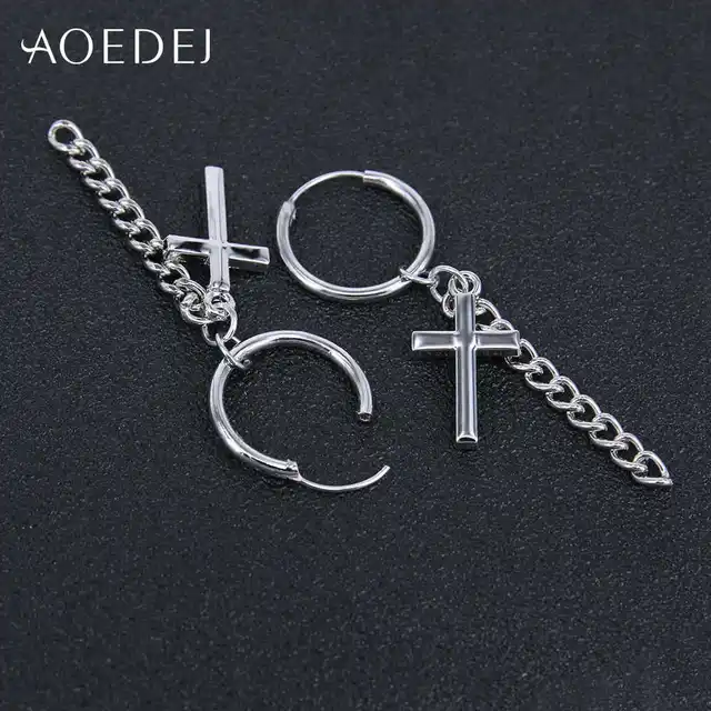 маленькие серьги кольца aoedej с крестом для мужчин и женщин фотография