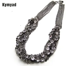 Kymyad ожерелье, корейское многослойное ожерелье с цепочкой, Женские Ювелирные изделия, хрустальное ожерелье, s подвески, большое массивное ожерелье s