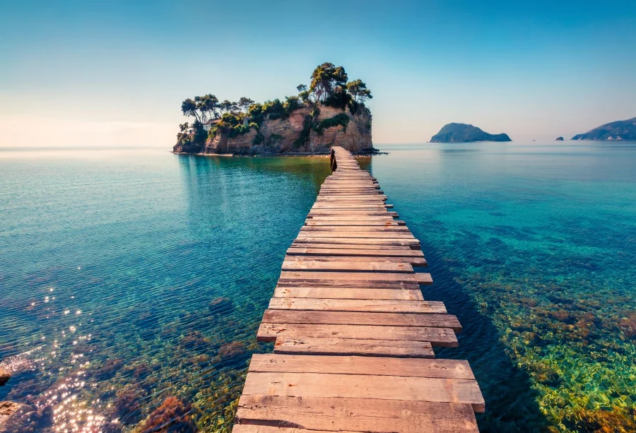 

Laeacco Tropical Island Blue Sea Wooden Bridge Tree Sky Scenic Photography Backdrops Photo Backgrounds Photocall Photo Studio