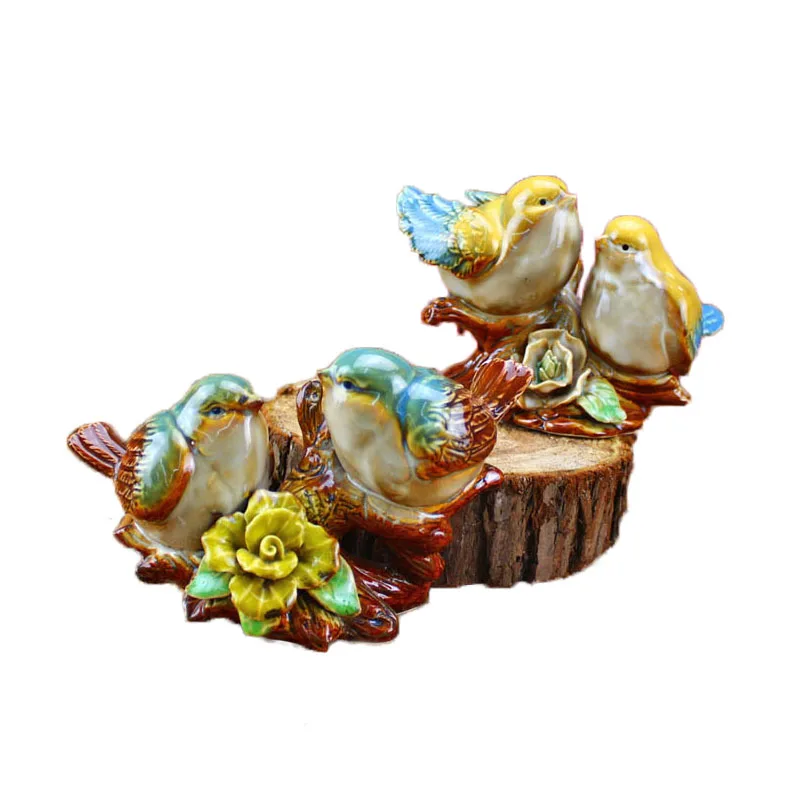 

Cute Animal Ceramic Couple Bird Ornaments Ceramic Crafts Ornament Household Bird Miniature Figurine Valentine's Gifts Home Decor