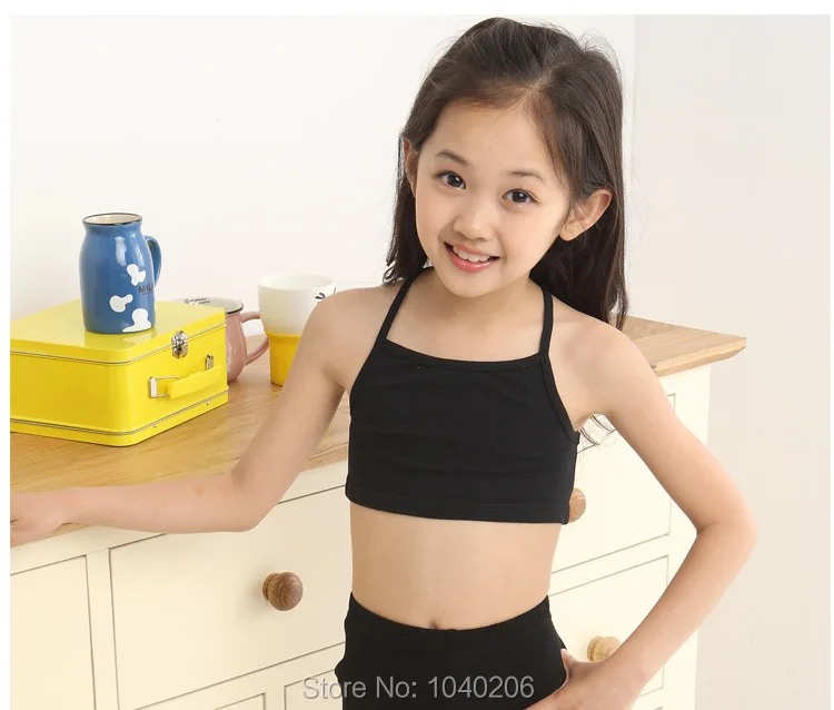 Young Girl Bra black white Lovely Solid Sling Breathable Student Underwear Small Cozy Training Bra camisole