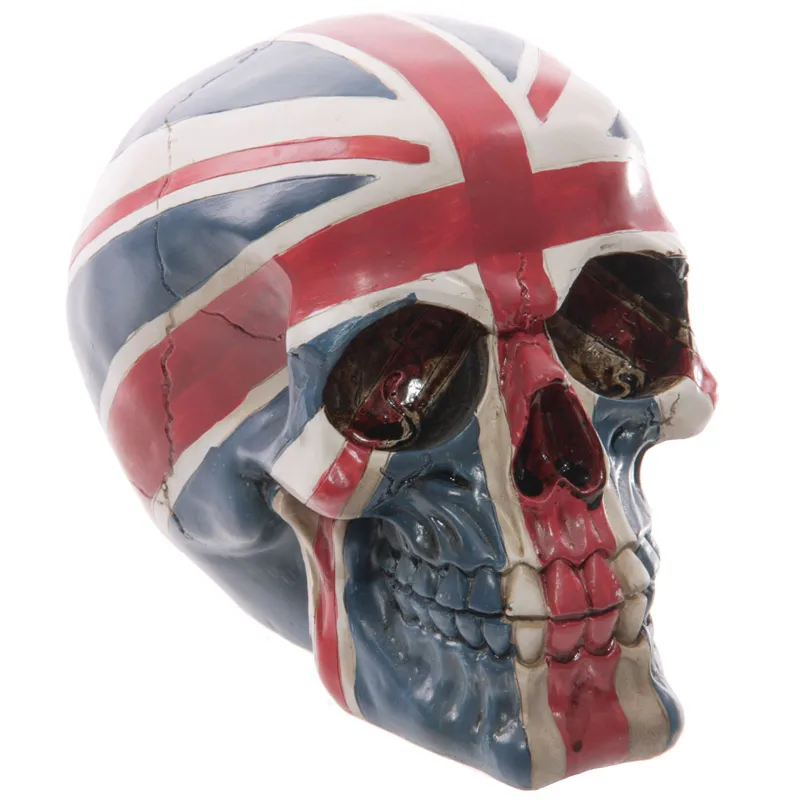Декоративный череп Патриот Готический Фэнтези Британский Королевский флаг Юнион Джек череп голова Скелет статуя фигура Хэллоуин украшения