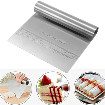 

Stainless Steel Pizza Dough Scraper Cutter Kitchen Flour Pastry Cake Tool Gadget