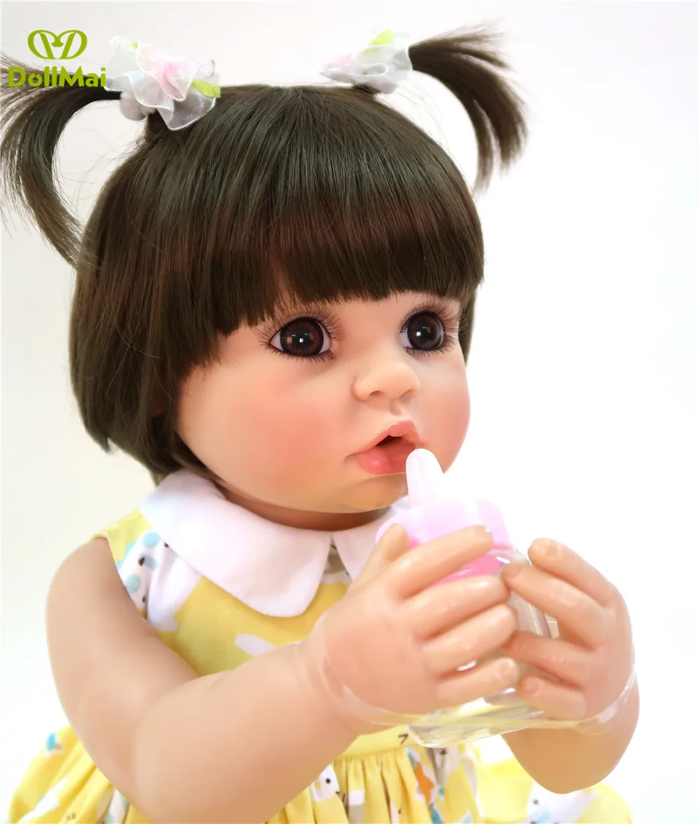 Полностью силиконовые куклы Reborn 22 ''реалистичные детские куклы для девочек модные детские игрушки водонепроницаемые bebe Boneca reborn Модель подарки на день рождения
