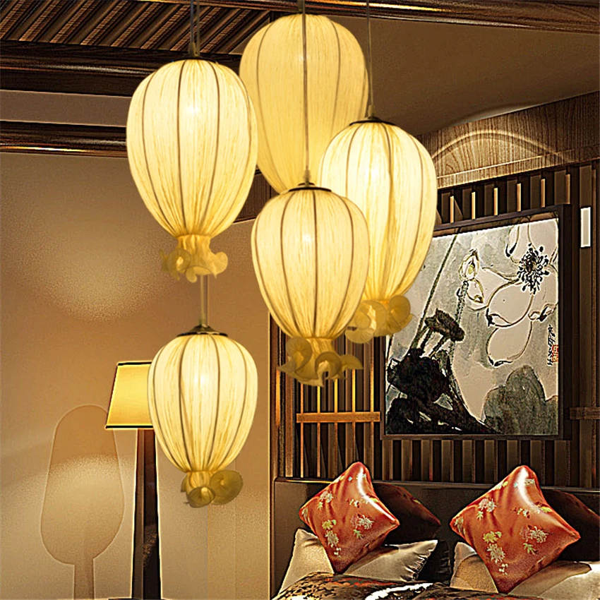Us 79 06 33 Off Chinese Fabric Lantern Pendant Lights Balloon Shade China Living Room Bedroom Romantic Hanging Lamps Garden Art Bar Lighting In