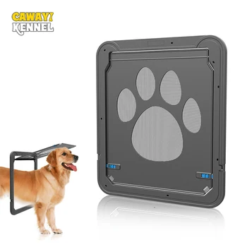 

CAWAYI KENNEL Lockable ABS Plastic Pet Cat Dog Screen Door Security Flap Door Animal Dog-Tunnel Flap Puppy Dog Cat Gate D1394