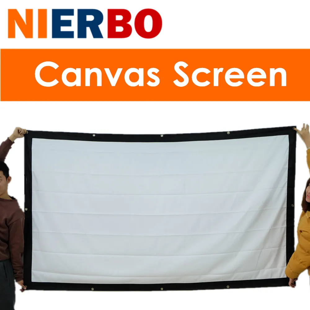 150 Inches Projector Screen Portable Matt White Fabric Wall Mount