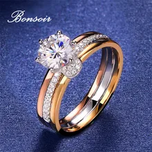 Bonsoir Moissanite твердое 1.5Ct 14K желтое золото кольцо для женщин для помолвки, свадьбы, юбилея подарок Новинка