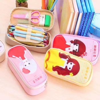 

Korea stationery sweet princess pen bag pure and fresh large capacity of PU pencil case cute new school supplies wholesale