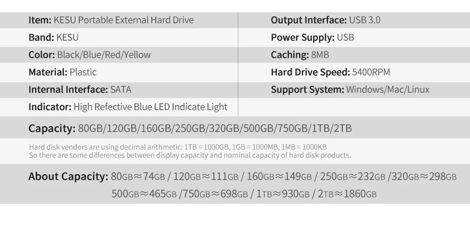 HDD KESU 2," портативный внешний жесткий диск USB 3,0 120GB 160GB Externo жесткий диск hd externo для PS4/Xbox One