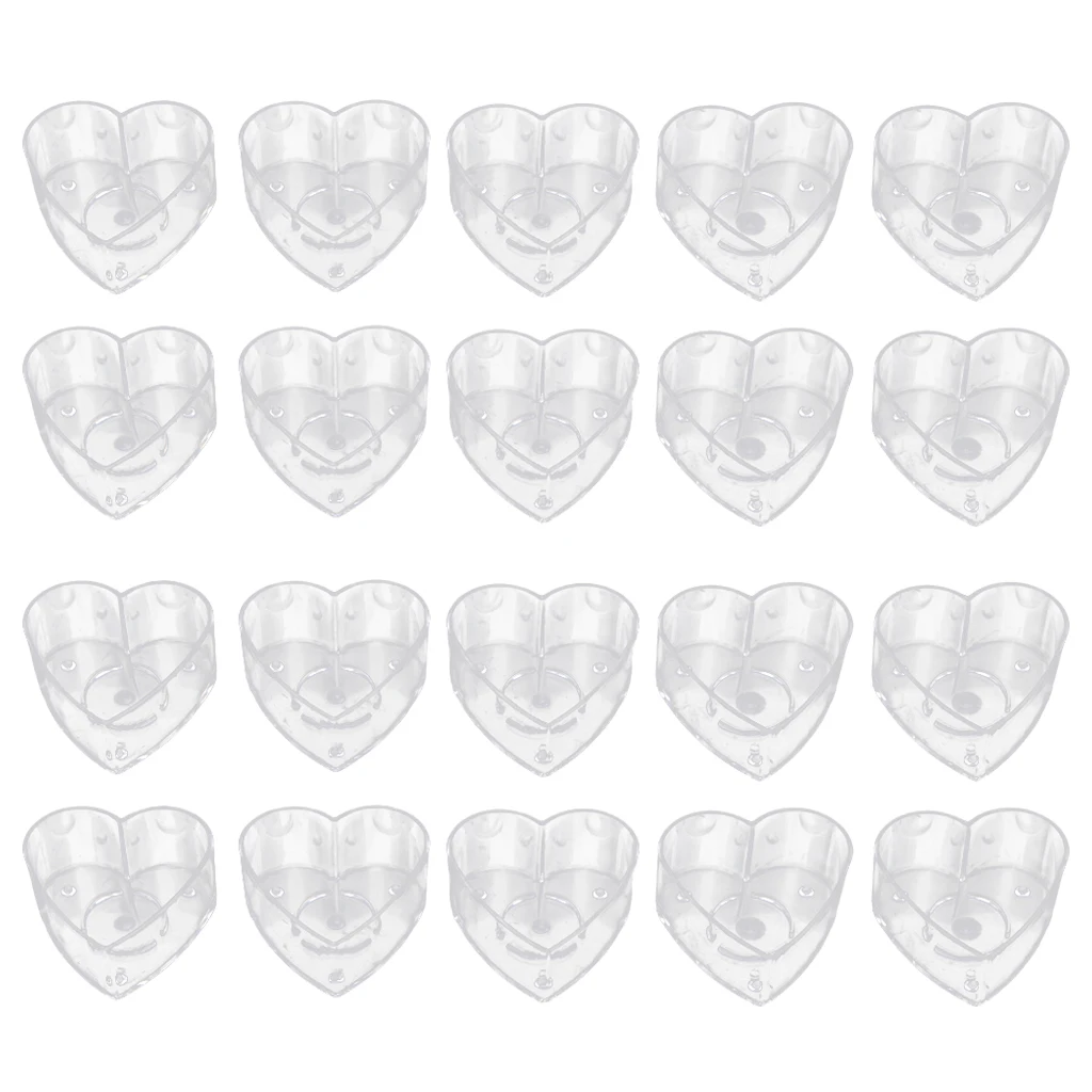 20 Pieces Wedding Gift Supply Love Heart Shaped Tea Light Clear Plastic Cup Holders DIY Candle Making