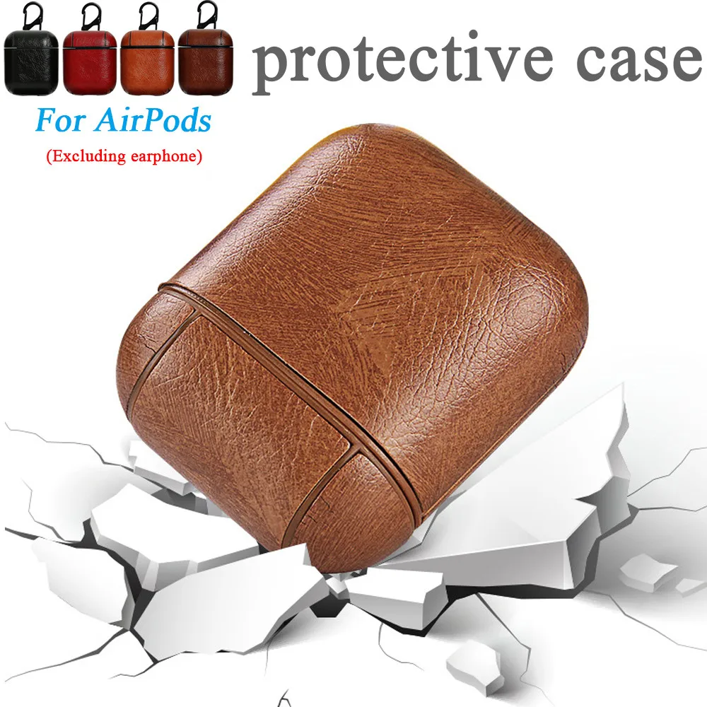 

1 PCs Earphone Case For Apple Airpods Strap Genuine Leather with Buttons Headphone Case Earphone Accessories Non-slip with Hooks