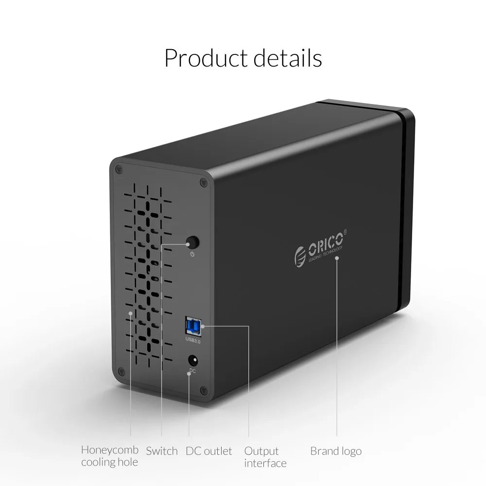 Док станция ORICO NS200RU3 2 Bay USB3.0 с поддержкой Raid 20 ТБ для хранения 5 Гбит/с UASP адаптером