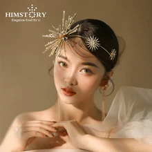 Himstory, красивая, преувеличенная, Корейская, свадебная повязка для волос, золотой, большой, Подсолнух, одежда для волос, невесты, Свадебная вечеринка, аксессуары для волос, ювелирные изделия
