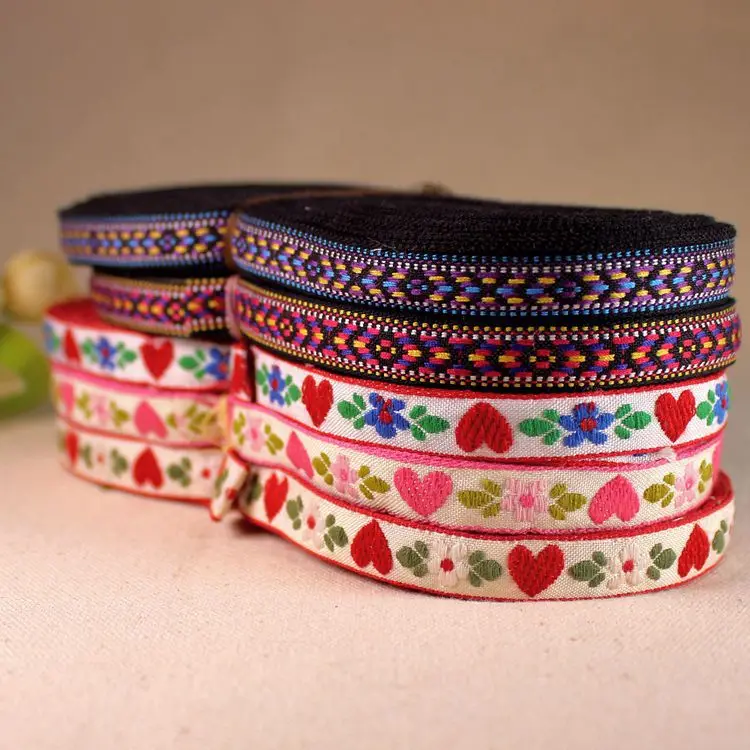 1yard/pack 1/2"(12 mm) ruban National Wind Love geometric patterns national ribbon Computer embroidery Bohemian ribbon T-079