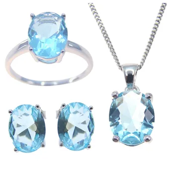 

New arrival Silver Jewelry Sky Blue Topaz 100% 925 Sterling Silver Rings Women Jewelry Wedding Rings Engagement gift Size 5-11