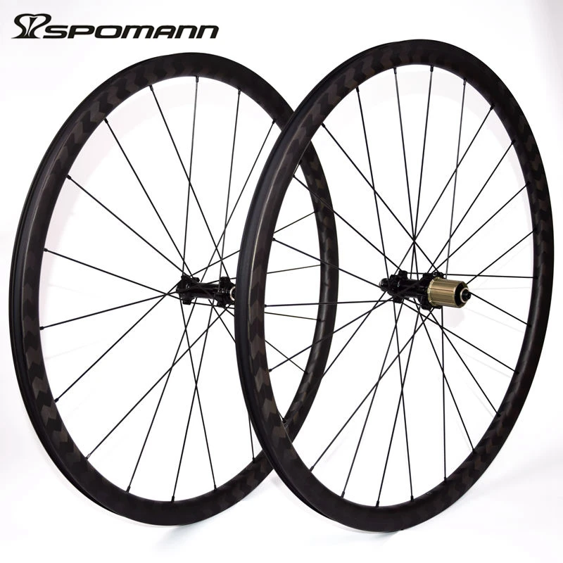 SPOMANN 700C Road font b Bicycle b font Wheelset 15k Carbon Clincher Wheels 30mm depth Carbon