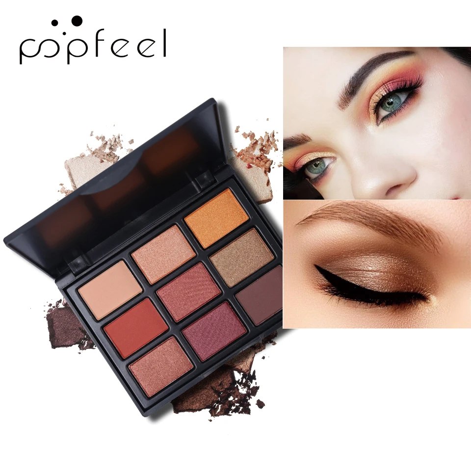 

POPFEEL 9 Colors Matte Eye Shadow Shimmer Make up Eyeshadow Waterproof Glitter Eye Shadow Pigment Long-Lasting Eyes Palette 1PC
