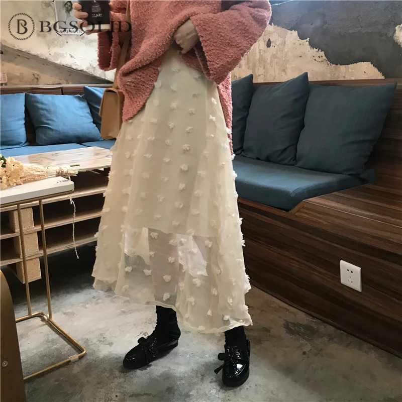 Новинка 2019 года, Весенняя сетчатая юбка в стиле Феи средней длины