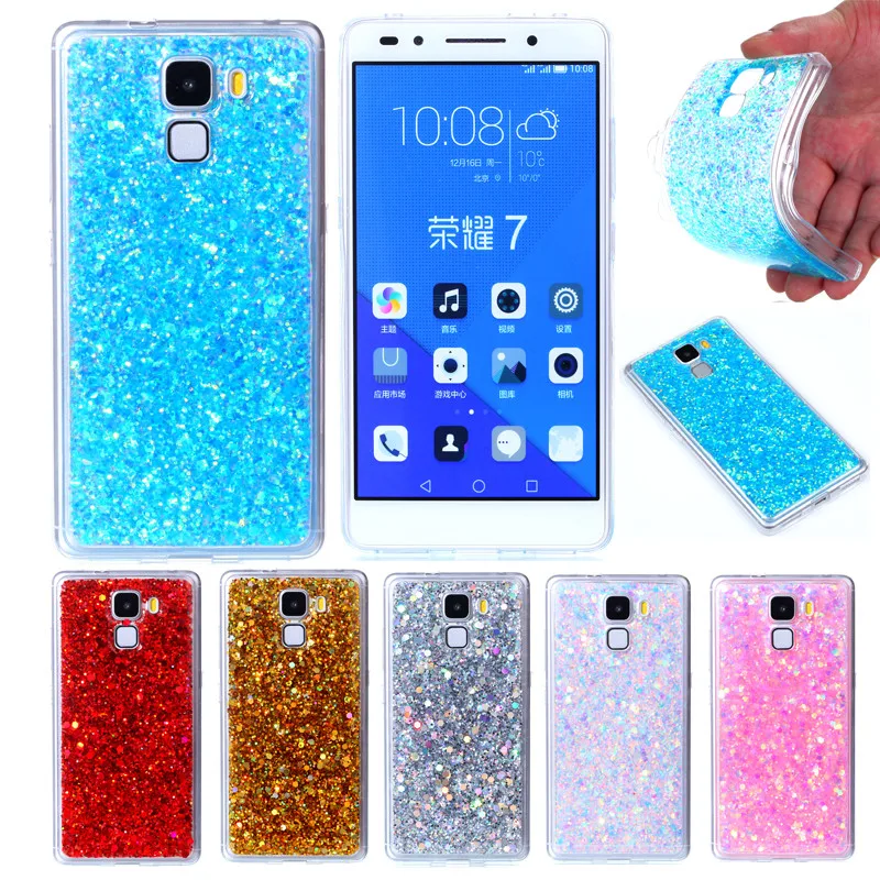 

Huawei Honor 7 Honor 7 Case Colored Shiny Glitter Silicone TPU Gel Soft Back Cover Phone Case for Huawei Honor 7 PLK-TL01H 5.2