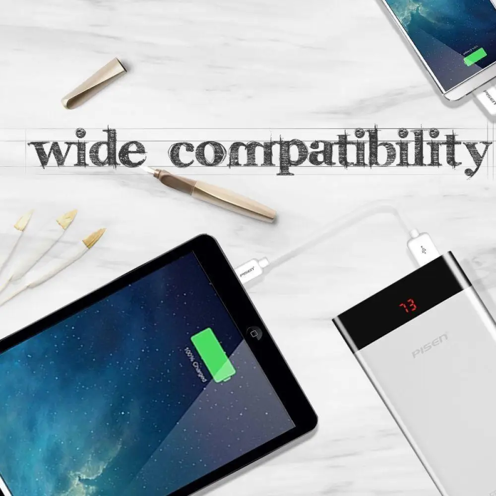 PISEN 10000 мАч внешний аккумулятор портативный светодио дный индикатор USB power Bank