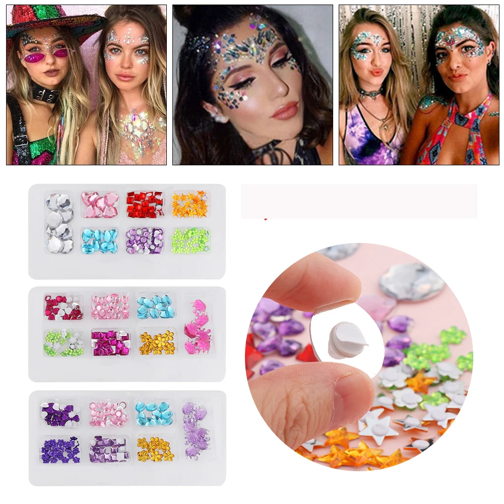 

130pcs/bag 3D Crystal Tattoo Adhesive Face Body Jewels Festival Party Glitter Eye Stickers Tattoo Fancy Makeup Phone Decoration