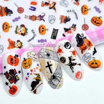 

1 Sheet Fashion Cute Happy Halloween Trick Or Track Emoticon Designs Adhesive Nail Art Stickers Decorations DIY Tips F251-260#