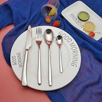 

Hot Sale 4 pcs Silver Moonlight Dinnerware Stainless steel Knife Fork Spoon Cutlery Kitchen Food Tableware Flatware Dining Set