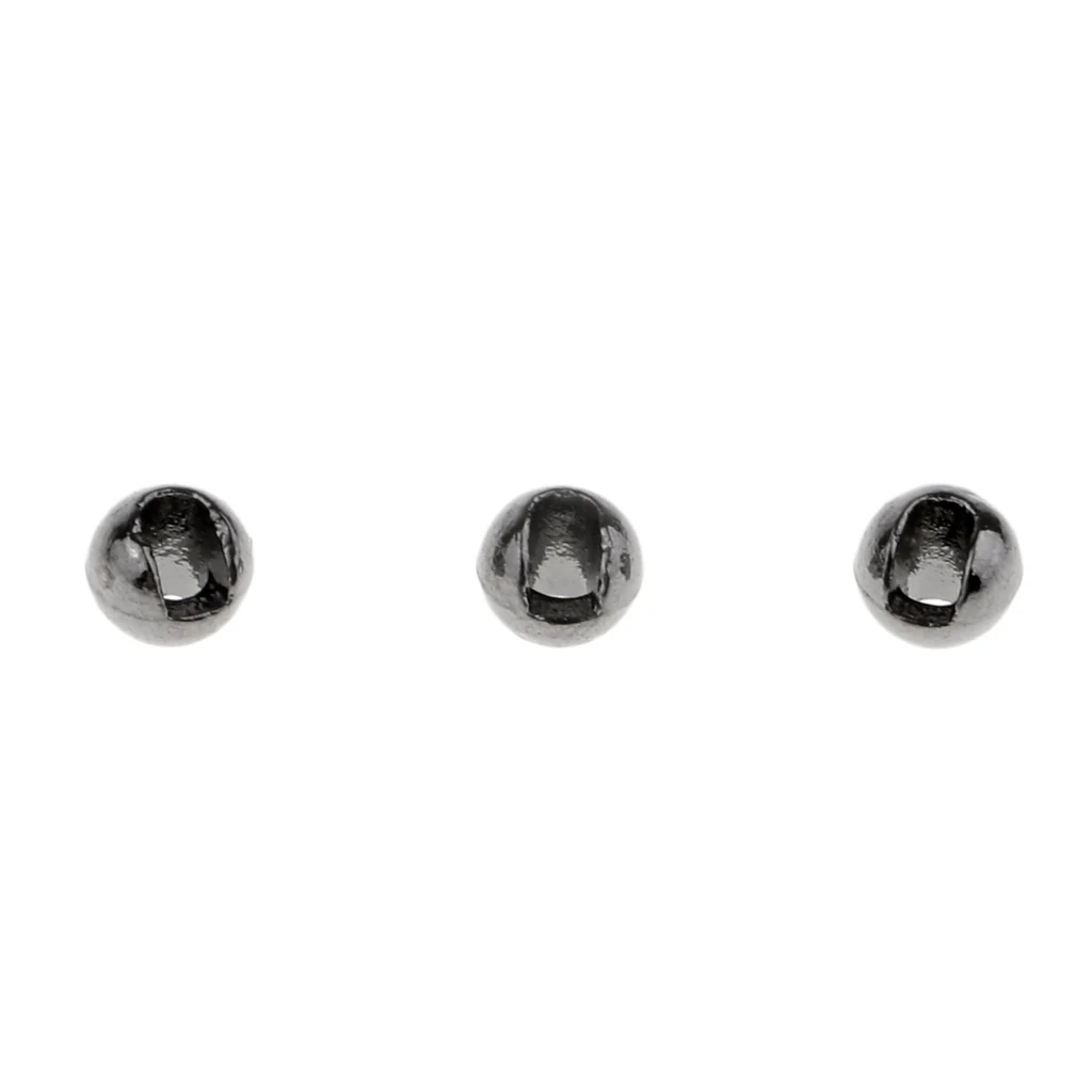 25Pcs 2.4mm Anti-corrosion Tungsten Slotted Fly Tying Beads Nymph Head Round Ball Beads Fly Tying Materials Fishing Accessories