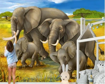 

beibehang 3D papel de parede modern hand-drawn elephant oil painting wallpaper children room background wall papers home decor