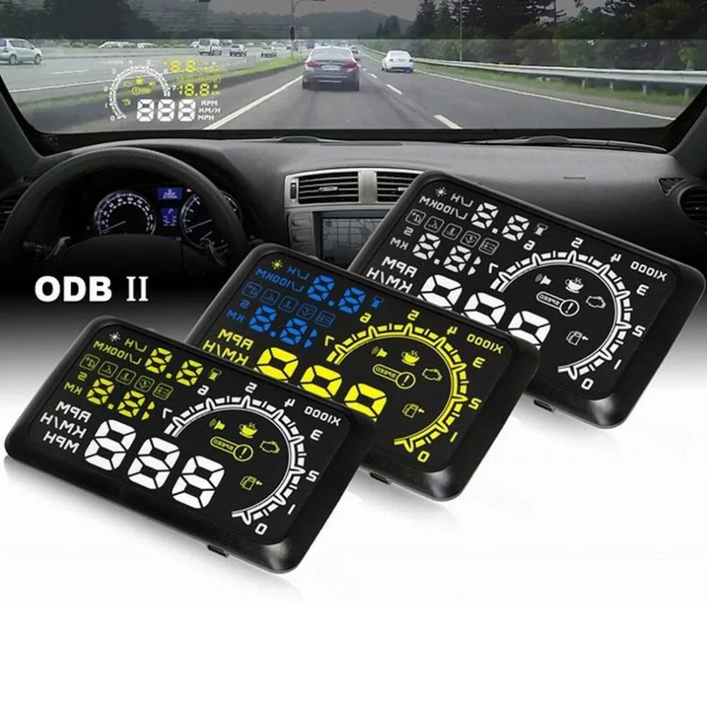 

2018 Universal Car HUD Head Up Display Projector 5.5 Inch OBD 2 Interface Speeding Warning Alarm System Digital Car Speedometer