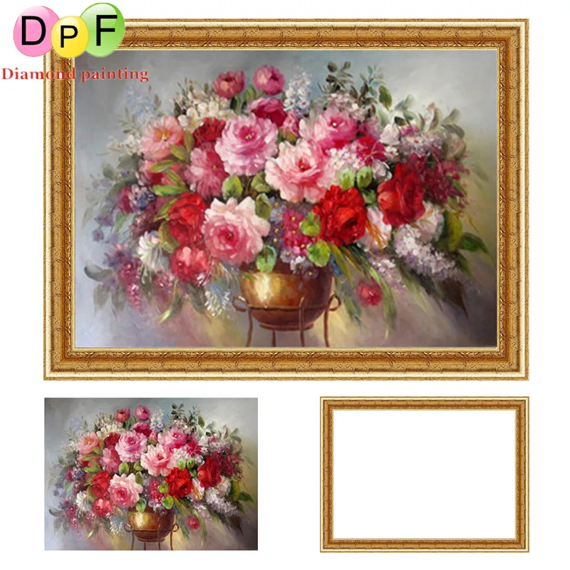 

DPF Framed flower Diamond Embroidery Diamond Cross Stitch Rhinestone round full diamond home Decoration painting