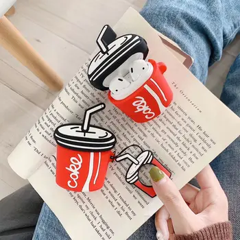 

For AirPods Case Cute Funny Coke Pattern Earphone Case For Apple Airpods 2 Protect Cover with Finger Ring Strap