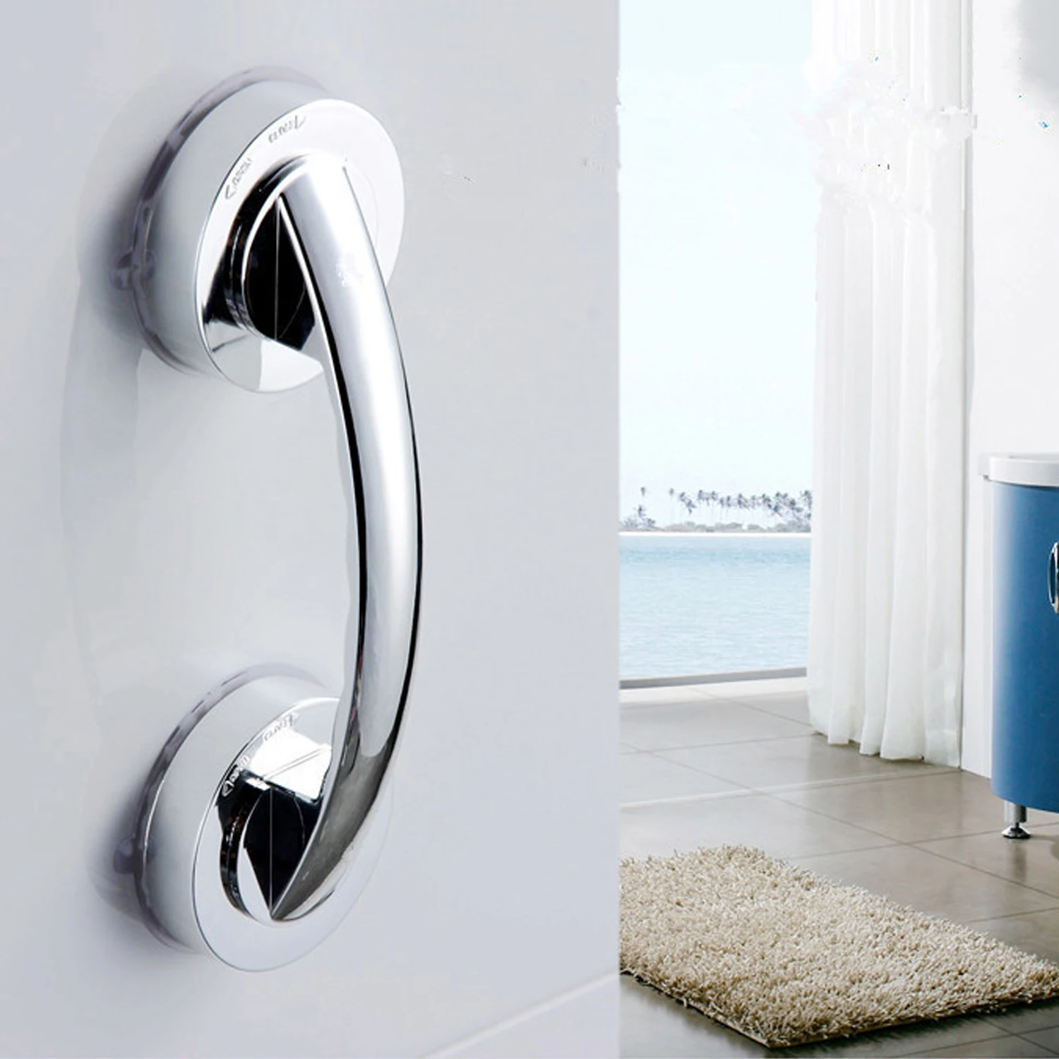 

Drill-free Sucker Suction Cup Handle Grab Grip Bar Rail Handrail for Home Kitchen Bathroom Bathtub Shower Door Wall