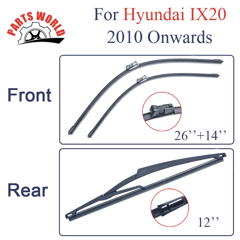 Front And Rear Wiper Blades For Hyundai IX20 2010 2016 High Quality Windshield Rubber Car