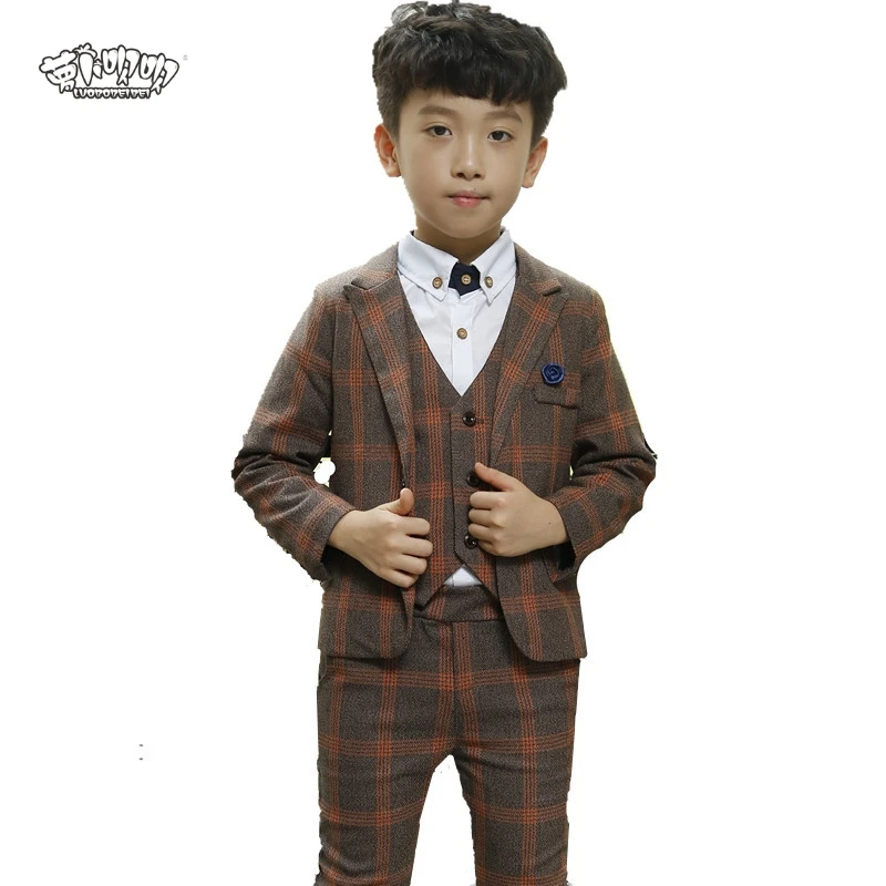 

Брендовый Свадебный костюм для мальчиков, детский официальный костюм с цветочным рисунком для мальчиков, Блейзер, жилет, брюки, смокинги, комплект школьной одежды N41