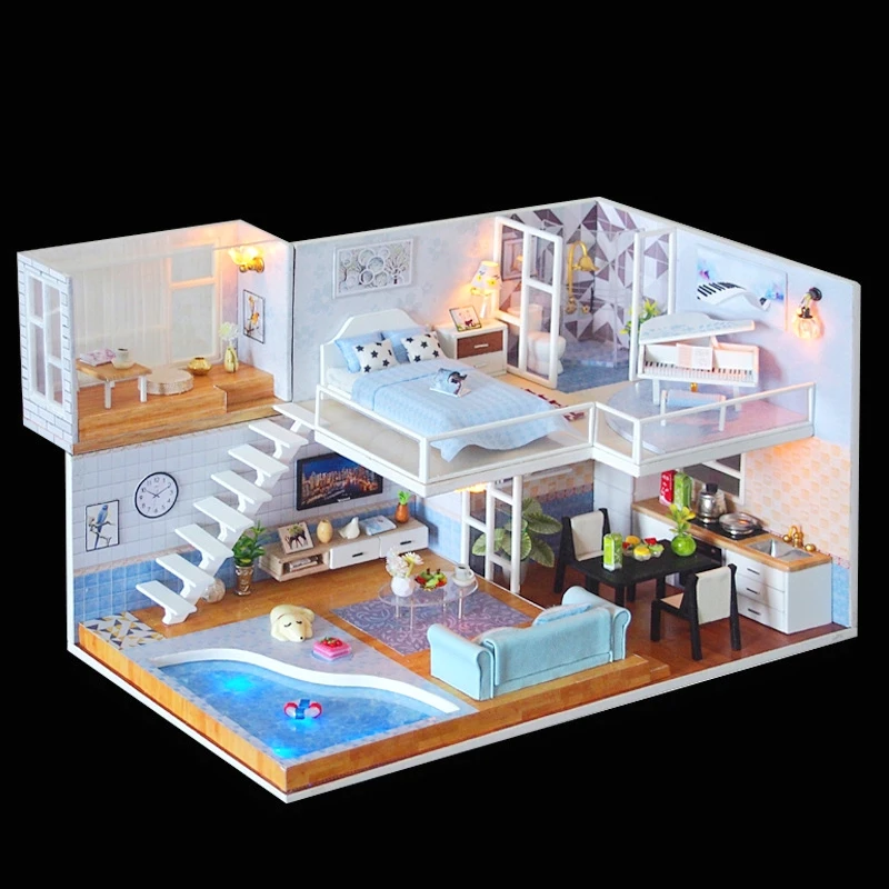 Ручной работы Miniaturas Деревянный Diy Кукольный дом миниатюрный кукольный домик мебель модель ручной работы наборы коробка головоломка игрушки для детей подарок