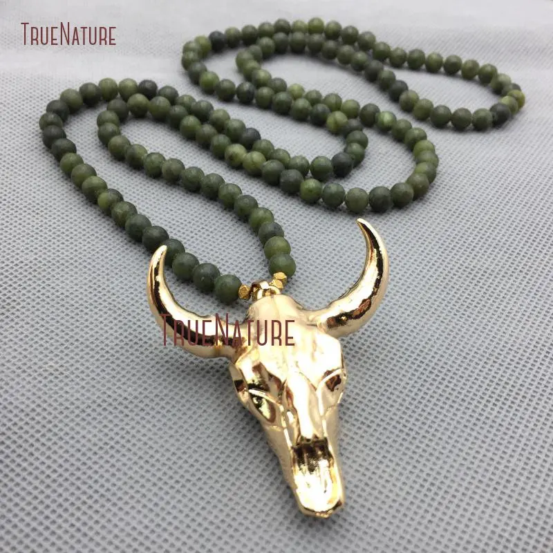 20171226-NM4320- Gold Plating Ox Head Necklace Resin Necklace