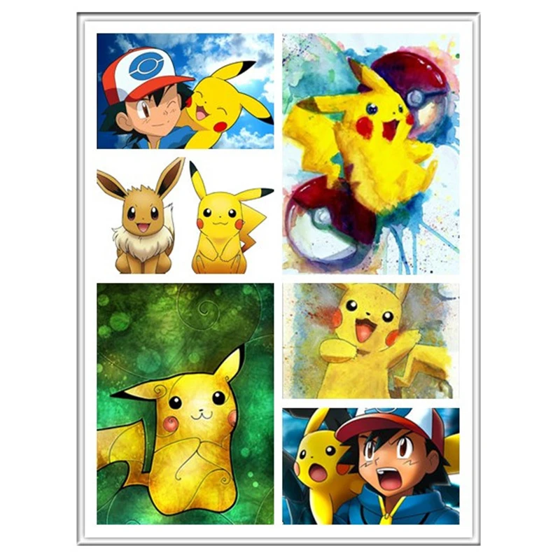 Us 27 46 Offfull Rhinestone Painting Pokemon Crystal Home Decor Diy Diamond Painting Cartoon Pikachu Cross Stitch Diamond Embroidery Zt In Diamond