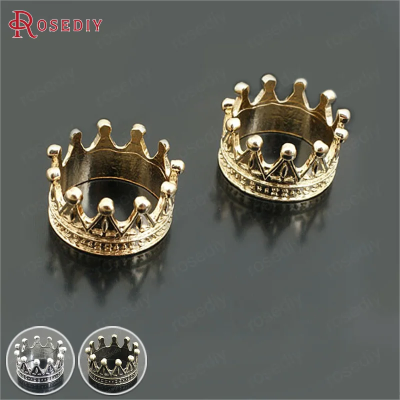 

(27195)10PCS inside Diameter 19MM Champagne Gold Color Plated Zinc Alloy Crown Rings Diy Jewelry Findings Accessories wholesale